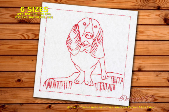 Adorable Basset Hound Puppy Embroidery for Boutique Apparel