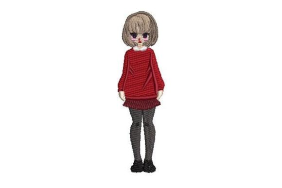 Anime-style Girl Embroidery Design