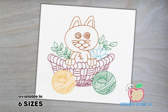 Cute Kitty Sitting in Basket: Seasonal Embroidery Review
