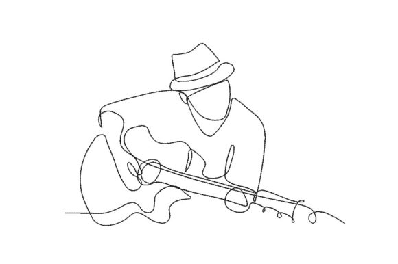 Guitar Player Embroidery Design
