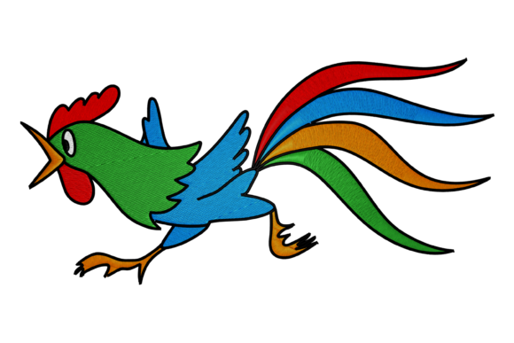 Multicolour Rooster Embroidery