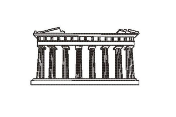 World Landmark Coloring Design Parthenon